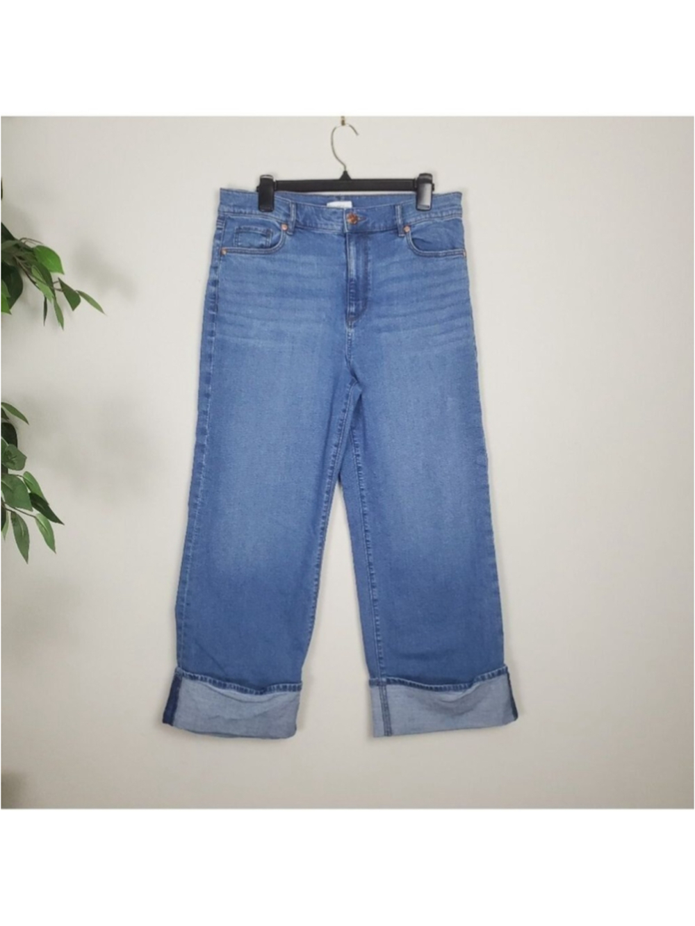 LOFT High Rise Flare Wide Leg Jeans Blue Cropped Womens Size 10